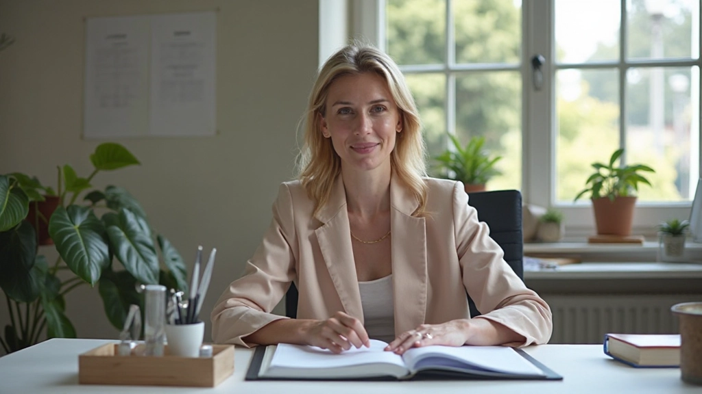 Person maintaining work-life balance with calendar, laptop and relaxation elements in organized space